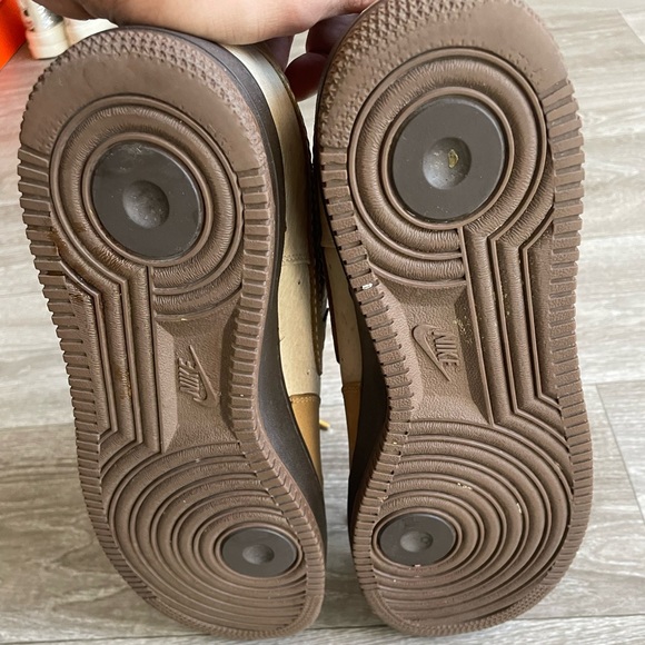 Mens Air Nike Air Force 1 Low Tweed Light Bone  Baroque Brown - Picture 4 of 8